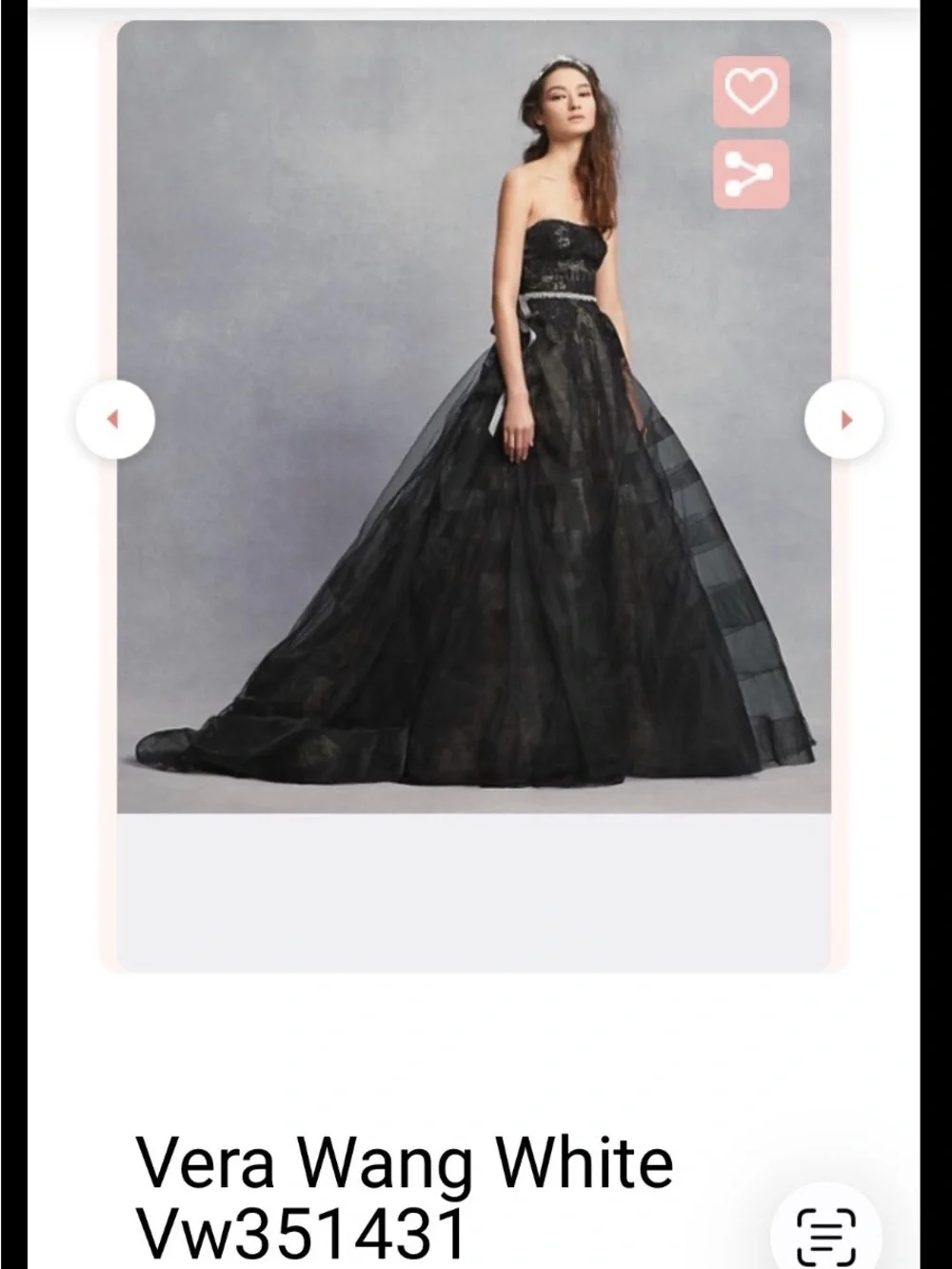 Vera Wang Black Strapless Tulle Ball Gown - Picture 1 of 13